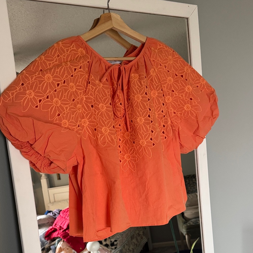 Jacquie The Label Orange Floral Blouse